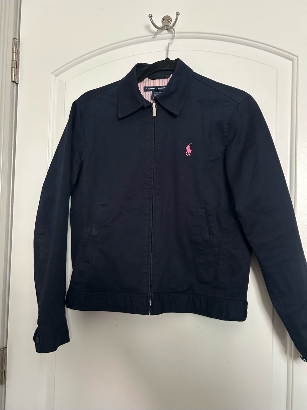Ralph Lauren Harrington Navy Utility Zip Up Jacket Size S retro chic 90s preppy